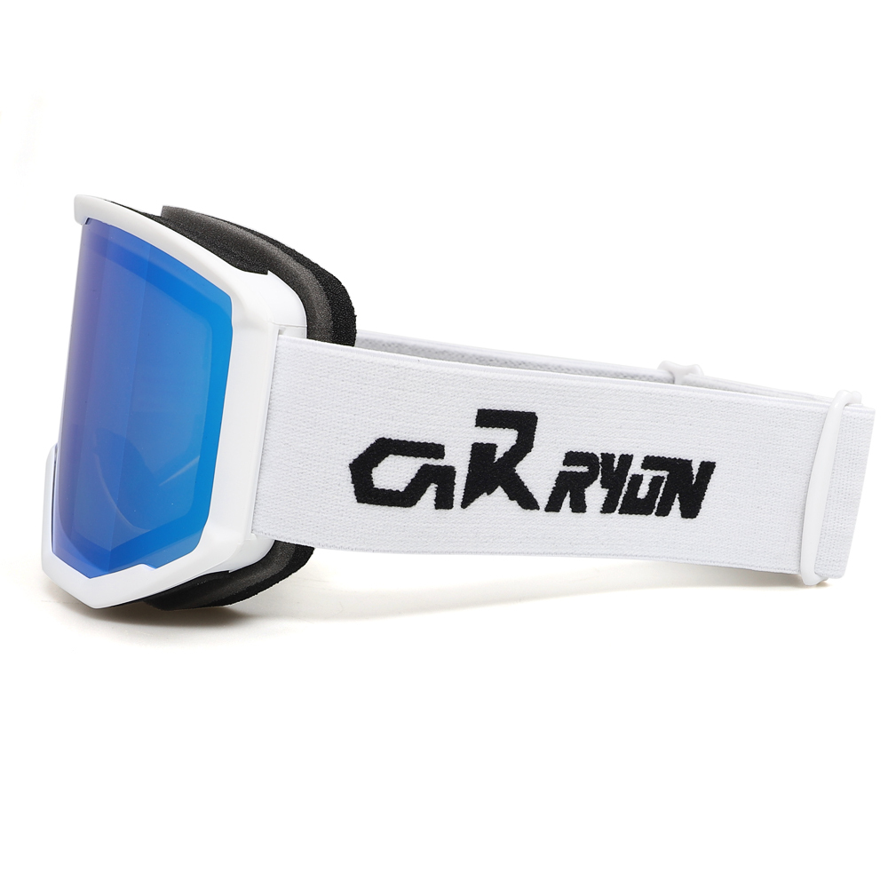 Adjustable elastic strap ski goggles with helmet-compatible design
