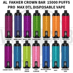 Al Fakher Crown bar 15000 Puffs ProMax Big Cloud DTL Disposable Vape LED Display Disposable Vape E Cigarettes 5% Nicotine Wholesale