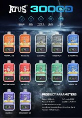 ATVS 30000 puffs 0%/2%/3%/5% Nicotine Smart Screen Display Rechargeable Disposable Pen Vapes E cigs Wholesale