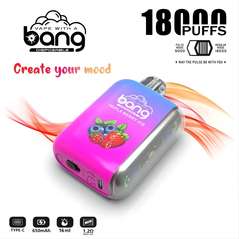 Bang 18000 puffs 0%/2%/3%/5% Nicotine With Display Rechargeable Disposable Vapes E cigs Wholesale