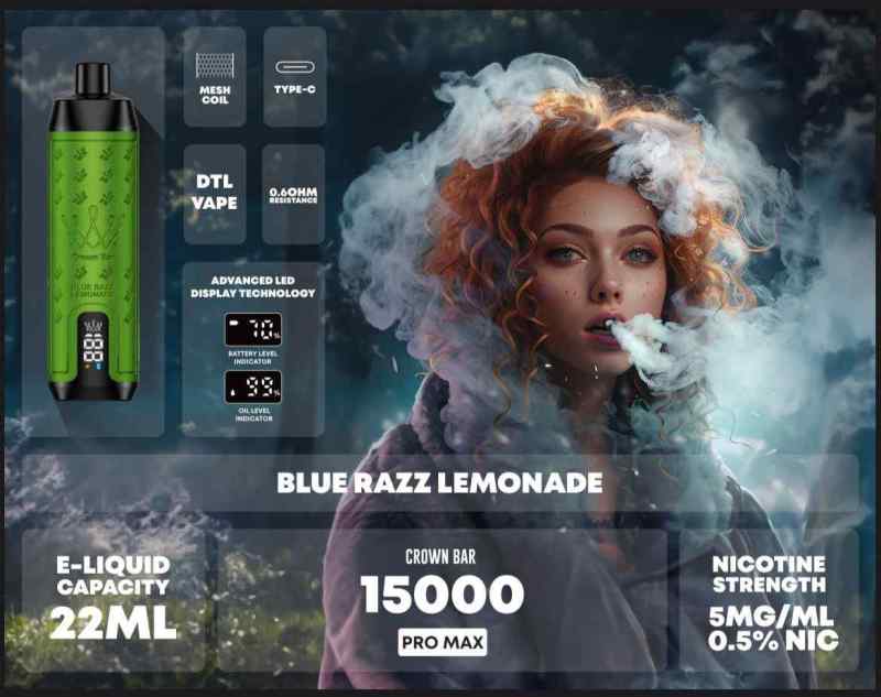 Al Fakher Crown bar 15000 Puffs ProMax Big Cloud DTL Disposable Vape LED Display Disposable Vape E Cigarettes 5% Nicotine Wholesale