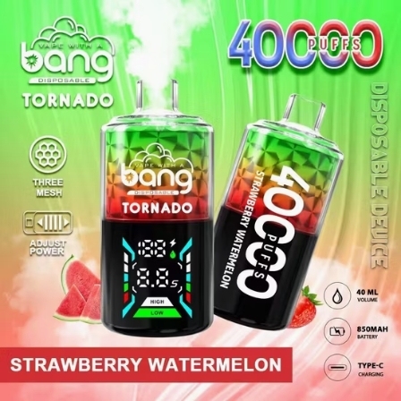 Bang tornado 40000 puffs 0%/2%/3%/5% Nicotine LED Display Big Puffs Rechargeable Disposable Pen Vapes E cigs Wholesale