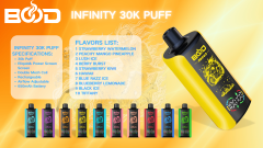 Bood infinity 30000 puffs 0%/2%/3%/5% Nicotine Smart Screen Display Rechargeable Disposable Pen Vapes E cigs Wholesale
