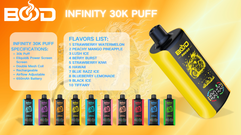 Bood infinity 30000 puffs 0%/2%/3%/5% Nicotine Smart Screen Display Rechargeable Disposable Pen Vapes E cigs Wholesale