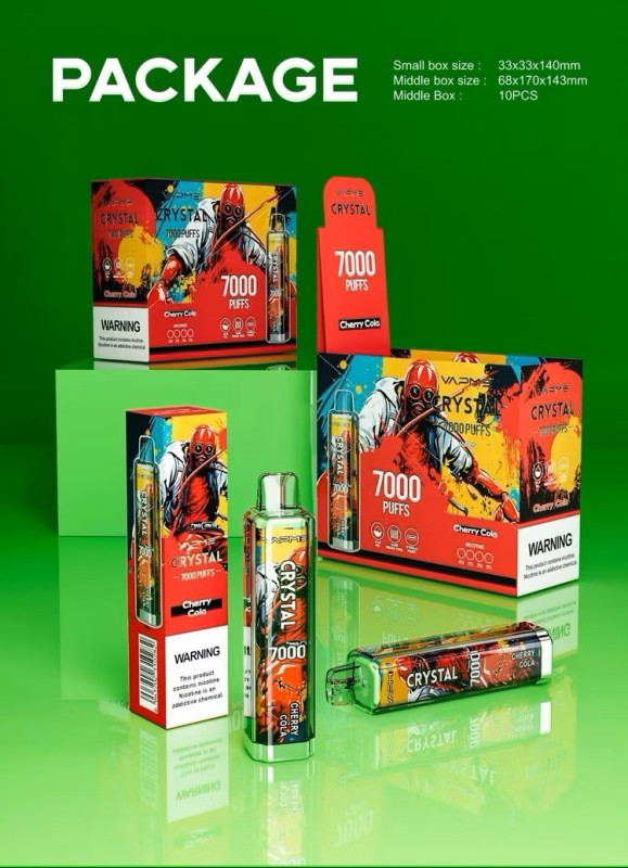 Vapme Crystal Vapes Puff 7000 LED Light 0% 2% 3% 5% Low Nicotine Disposable Vape E cigs Wholesale