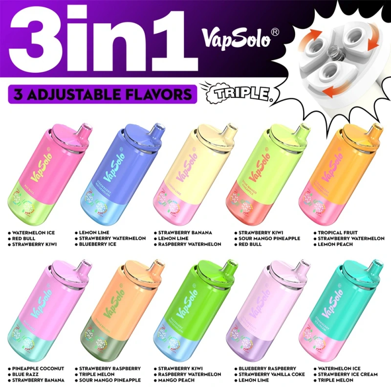 Vapsolo Triple 30000 Puffs Mesh Coil Disposable Vape Pen E cigs Rechargeable 2% 5% Nicotine Wholesale