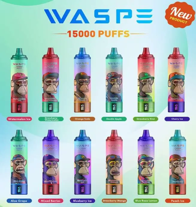 WASPE 15000 Puffs 2% 5% Low Nicotine Disposable Vape E cigs Wholesale