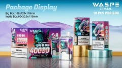 WASPE Crystal 40000 Puffs Double Flavor LED Screen 2% 5% Low Nicotine Disposable Vape E cigs Wholesale