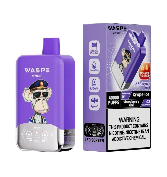 WASPE FIHP 40000 Puffs Double Flavor LED Screen 2% 5% Low Nicotine Disposable Vape E cigs Wholesale