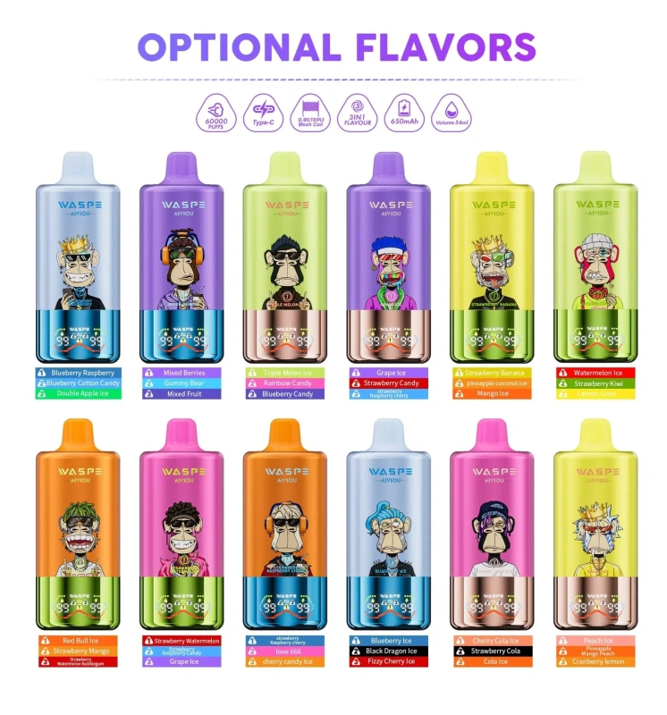 WASPE Triple flavors 60K puffs Disposable Vape E cigs 2% 5% Nicotine Wholesale
