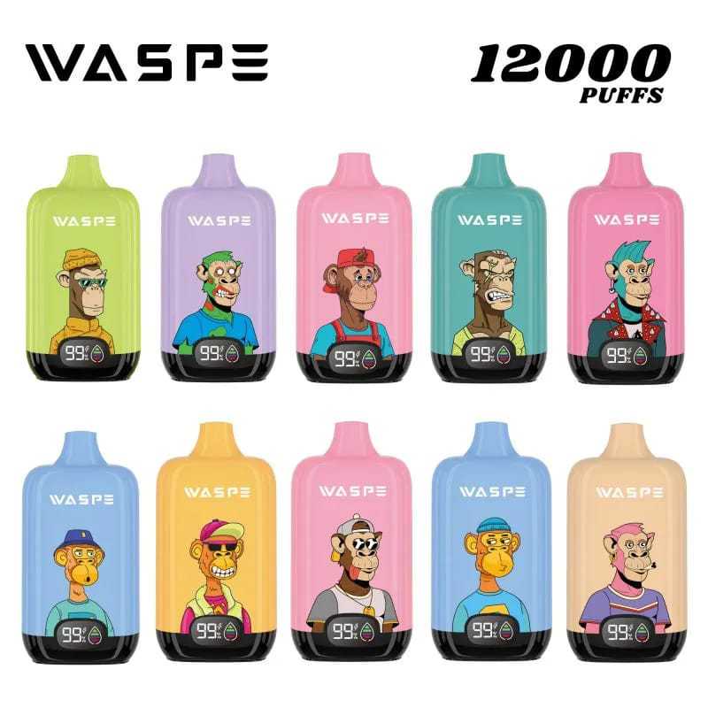WASPE Digital Box 12000 Puffs 2% 5% Low Nicotine Disposable Vape E cigs Wholesale