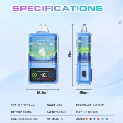 MRVI Moving 25000 Puffs MTL&DTL 2% 5% Nicotine Disposable Vape E cigs Wholesale