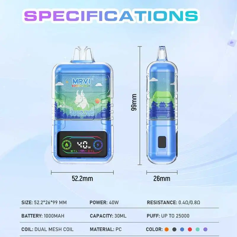 MRVI Moving 25000 Puffs MTL&DTL 2% 5% Nicotine Disposable Vape E cigs Wholesale