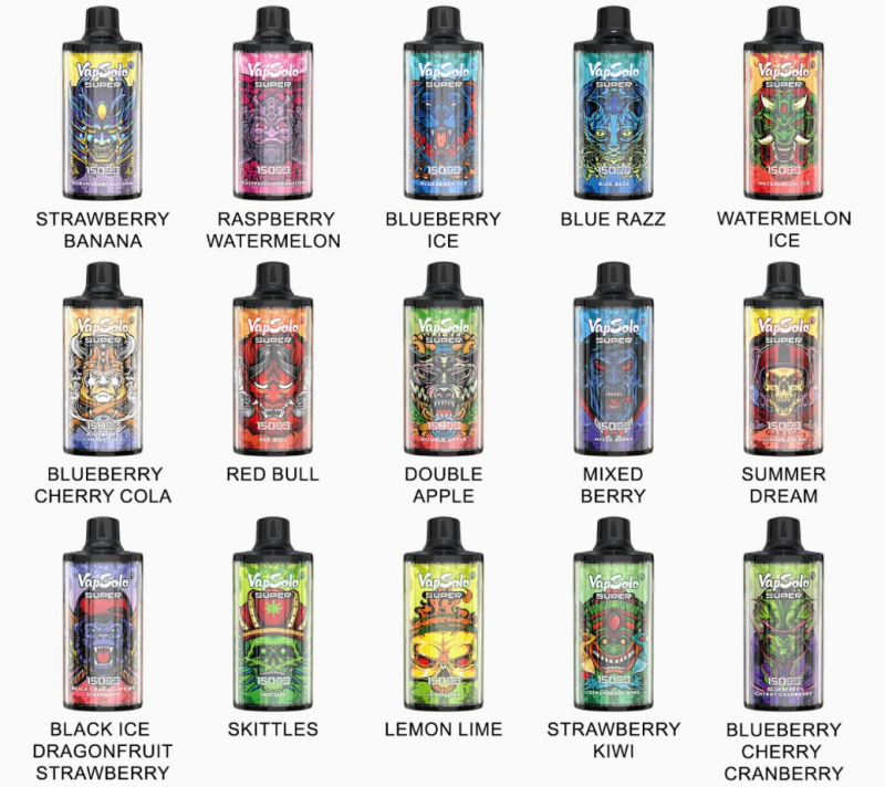 Vapsolo Super 15000 Puffs Mesh Coil Vape Pen Cartridge Rechargeable Airflow Adjustable 15 Flavors Wholesale
