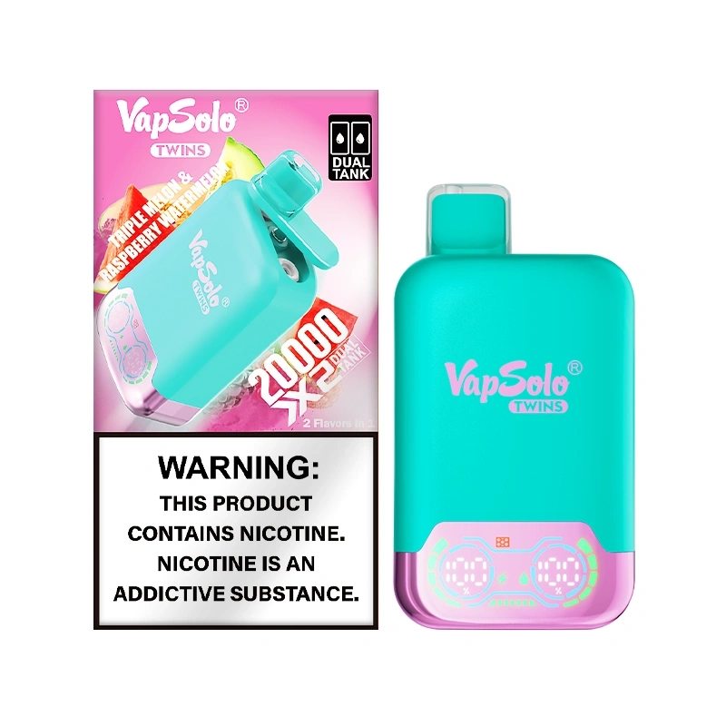 Vapsolo Twins 20000 Puffs Dual Tanks Two Flavors Rechargeable 2% 5% Nicotine Wholesale