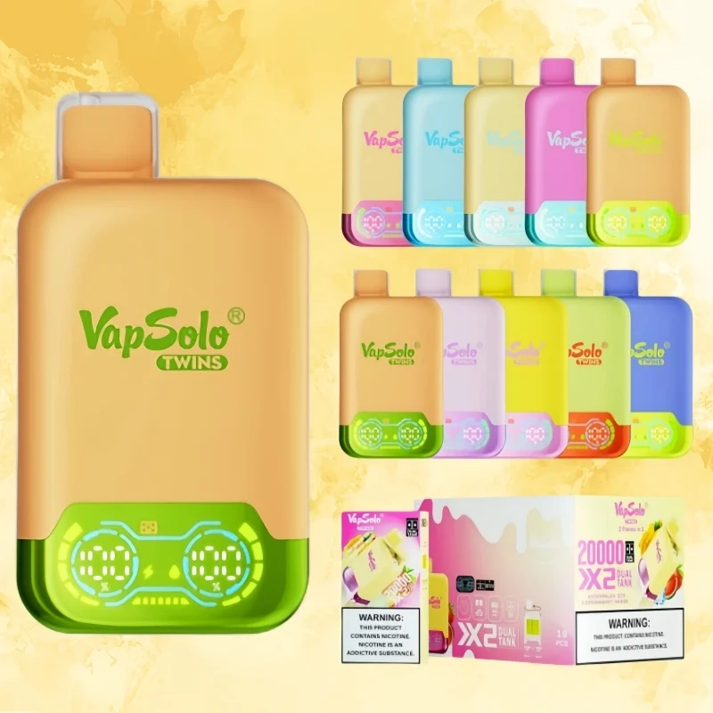 Vapsolo Twins 20000 Puffs Dual Tanks Two Flavors Rechargeable 2% 5% Nicotine Wholesale