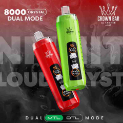 Al Fakher Crown bar 8000 Puffs Pro Crystal Dual Mode Big Cloud DTL Disposable Vape LED Display Disposable Vape E Cigarettes 5% Nicotine Wholesale