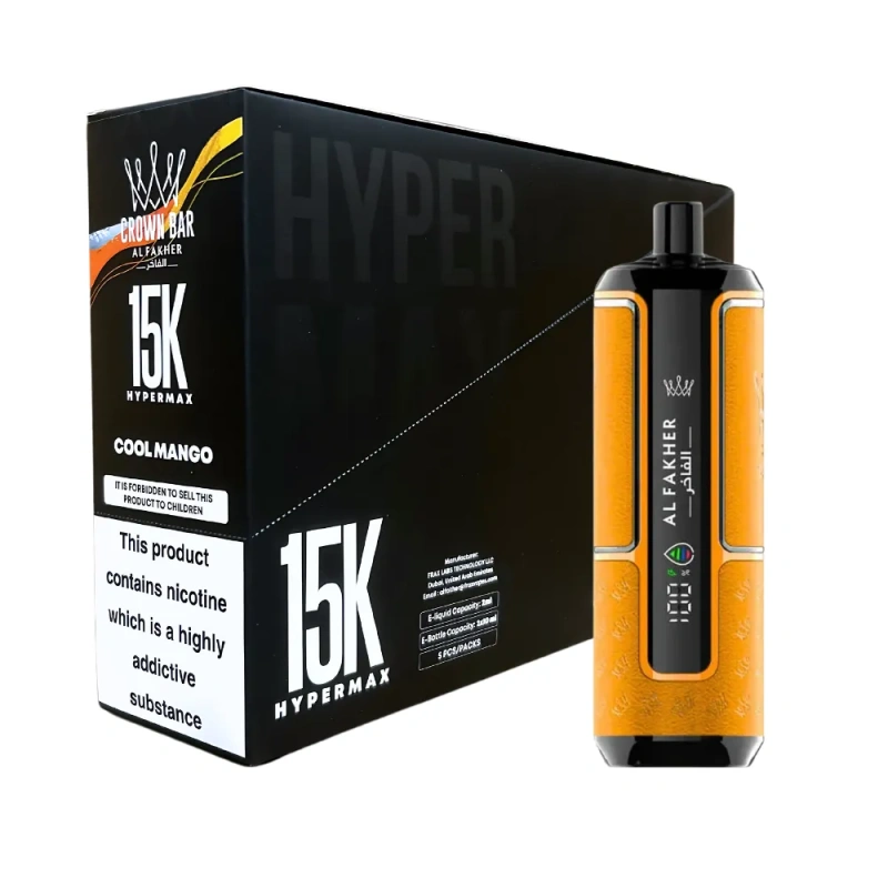 Al Fakher Crown bar 15000 Puffs Hypermax Big Cloud DTL Disposable Vape LED Display Disposable Vape E Cigarettes 5% Nicotine Wholesale