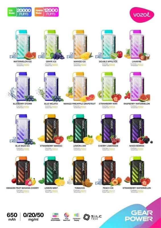 Vozol Gear Power 12000/20000 puffs Disposable Vape E cigs 5% Nicotine Wholesale