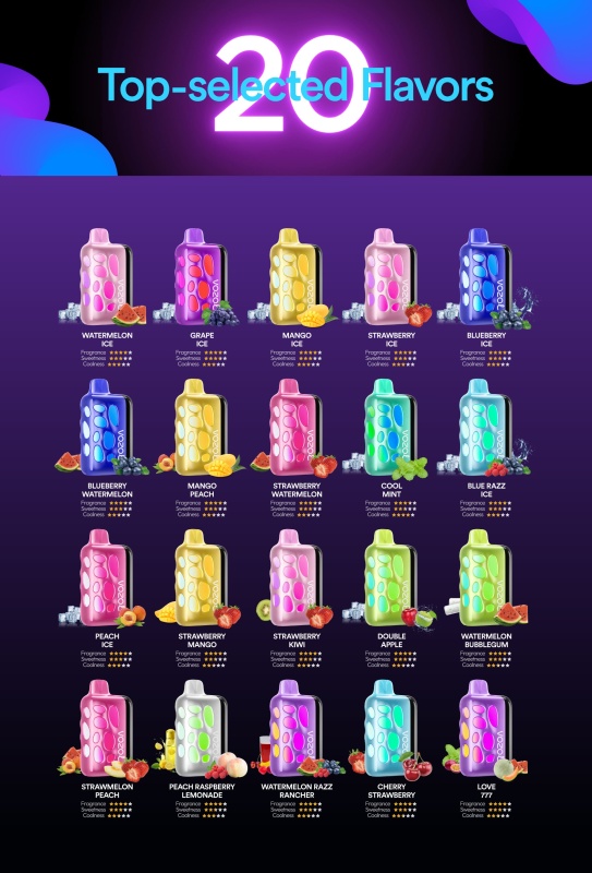 Vozol Rave 40k puffs 5% Nicotine Adjustable Power Rechargeable Disposable Vapes E cigs Wholesale