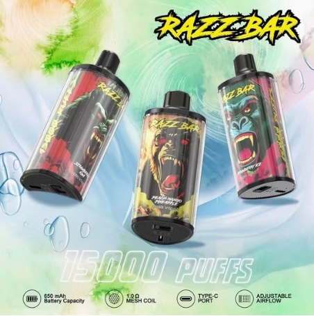 RAZZBAR 15000 Puffs 2%/5% Nicotine Rechargeable Disposable Vapes E cigs Wholesale