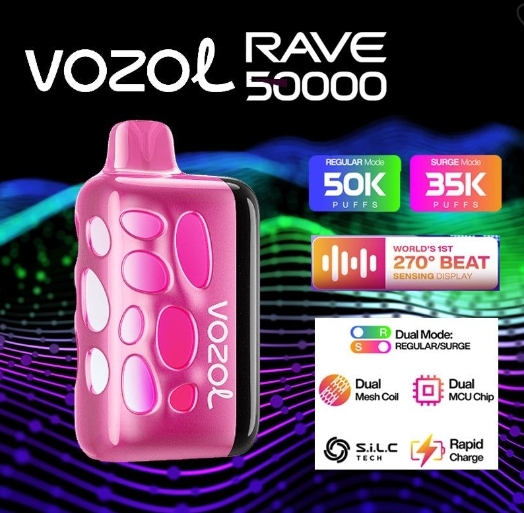 Vozol Rave 40k puffs 5% Nicotine Adjustable Power Rechargeable Disposable Vapes E cigs Wholesale