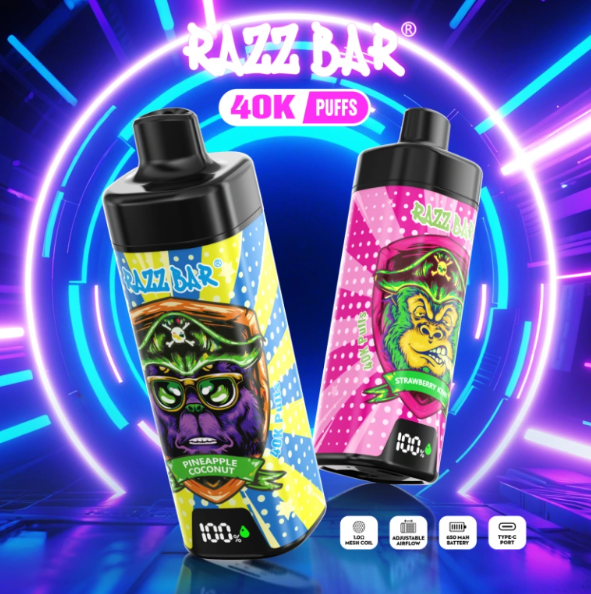 Razz bar 40000 PUFFS 2% 5% Nicotine Mesh Coil Type-C LED Display Rechargeable Disposable Vapes E cigs Wholesale