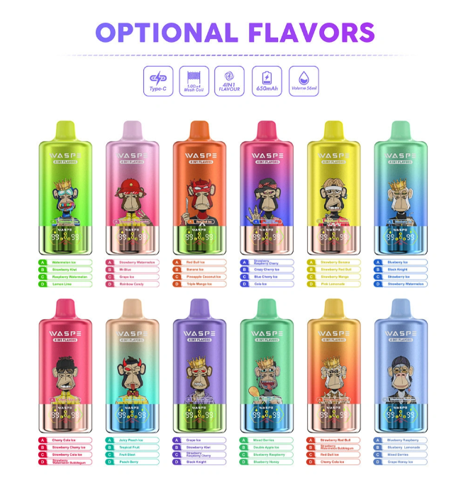 WASPE 4 IN 1 100K PUFFS 2% 5% Nicotine E liquid Mesh Coil Type-C LED Display Rechargeable Disposable Vapes E cigs Wholesale