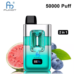 Fumot ECO 2in1 50K 2% 5% Nicotine Double Flavors Mesh Coil Type-C Iridescent Light Smart Didplay Screen Rechargeable Disposable Vapes E cigs Wholesale