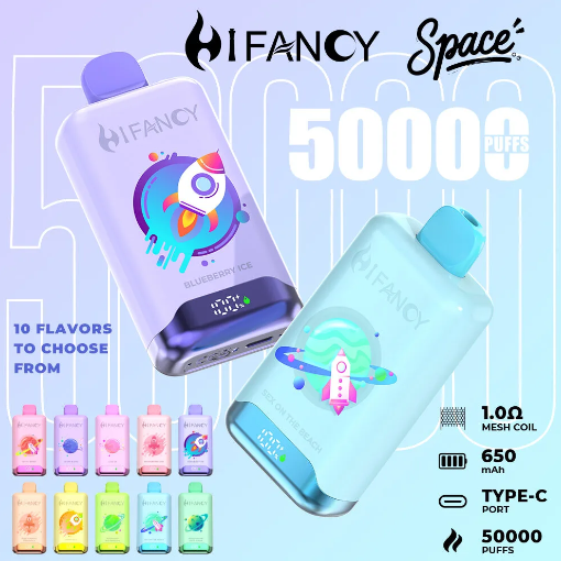 HIFANCY SPACE 50000 PUFFS 2% 5% Nicotine 650mah Battery Type C Rechargeable Disposable Vapes E cigs Wholesale