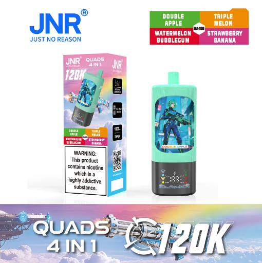 JNR Quard 120k PUFFS 4 in 1 2% Nicotine Smart Screen Dual Mesh Coil Type C Rechargeable Disposable Vapes E cigs Wholesale