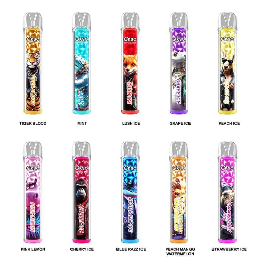 OKSO Crystal bar 800 Puffs 2% 5% Nicotine E-liquid Mesh Coil 400mah Bathery RGB LED Rechargeable Disposable Vapes E cigs Wholesale
