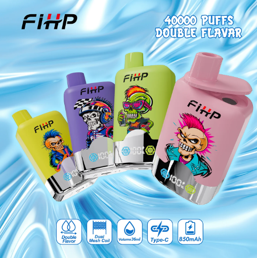 FIHP 40k puffs Double Flavors 2% 5% Nicotine LED Display Dual Mesh Coil Type-C Rechargeable Disposable Vapes E cigs Wholesale