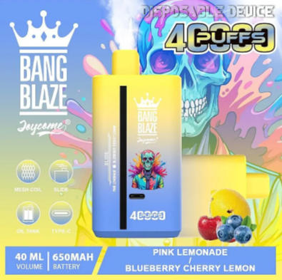Bang blaze 40K puffs 2% 5% Nicotine Salt E-liquid OEM/ODM TYPE-C Rechargeable Disposable Vapes E cigs Wholesale