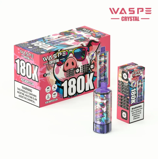 WASPE 8 in 1 180k Puffs 2% 5% Nicotine Salt E-liquid LED Display TYPE-C Rechargeable Disposable Vapes E cigs Wholesale