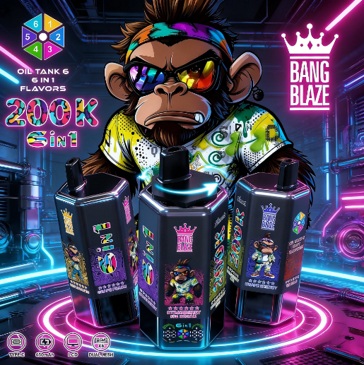 Bang blaze 200k (6 in 1) Puffs 2% 5% Nicotine Salt TYPE-C Rechargeable Disposable Vapes E cigs Wholesale