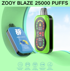 Zooy blaze 25k Puffs 2% 3% 5% Nicotine Salt Full-scream Display Double Mesh Coil Power Adjustable Airflow Child lock Rechargeable Disposable Vapes E cigs Wholesale