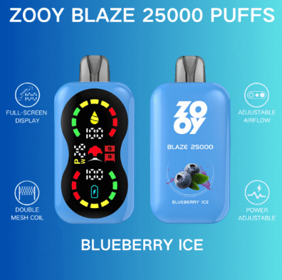 Zooy blaze 25k Puffs 2% 3% 5% Nicotine Salt Full-scream Display Double Mesh Coil Power Adjustable Airflow Child lock Rechargeable Disposable Vapes E cigs Wholesale