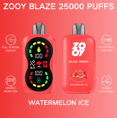 Zooy blaze 25k Puffs 2% 3% 5% Nicotine Salt Full-scream Display Double Mesh Coil Power Adjustable Airflow Child lock Rechargeable Disposable Vapes E cigs Wholesale