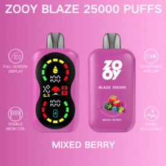 Zooy blaze 25k Puffs 2% 3% 5% Nicotine Salt Full-scream Display Double Mesh Coil Power Adjustable Airflow Child lock Rechargeable Disposable Vapes E cigs Wholesale