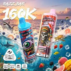 Razz Bar 160k Puffs 2% 5% Nicotine Triple Flavor Mesh Coil Type-C Port LED Display Rechargeable Disposable Vapes E cigs Wholesale