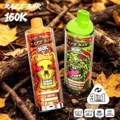 Razz Bar 160k Puffs 2% 5% Nicotine Triple Flavor Mesh Coil Type-C Port LED Display Rechargeable Disposable Vapes E cigs Wholesale