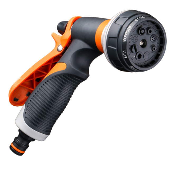 Plastic 8 pattern spray garden hose nozzle