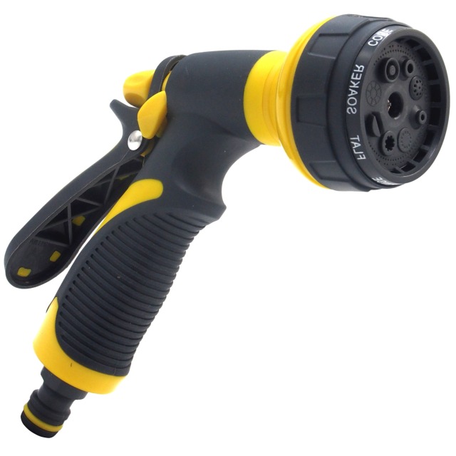 Plastic 8 pattern spray garden hose nozzle