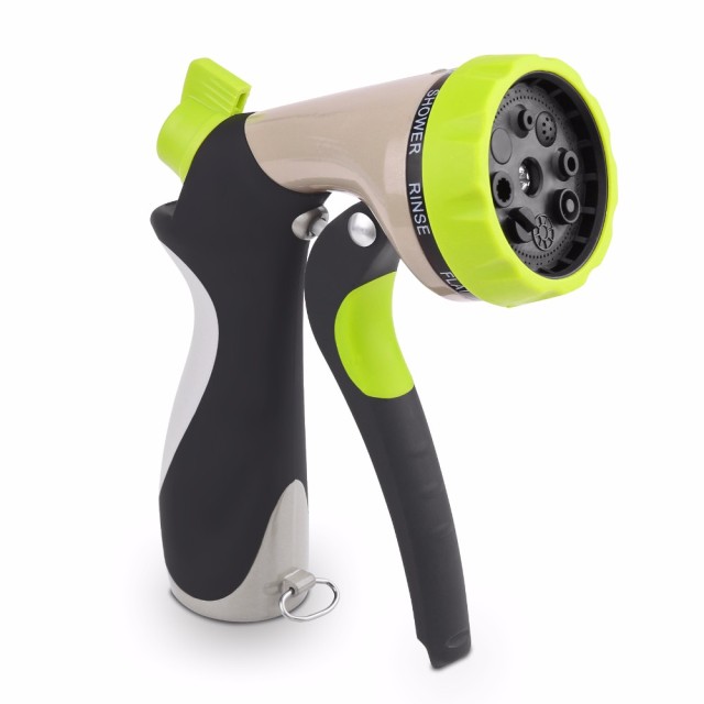 Boquilla rociadora de metal para jardín,Pistola rociadora de jardín de metal de 8 patrones