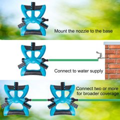 ガーデンウォーター 3アームロータリースプリンクラー,プラスチック製3アーム回転式散水器