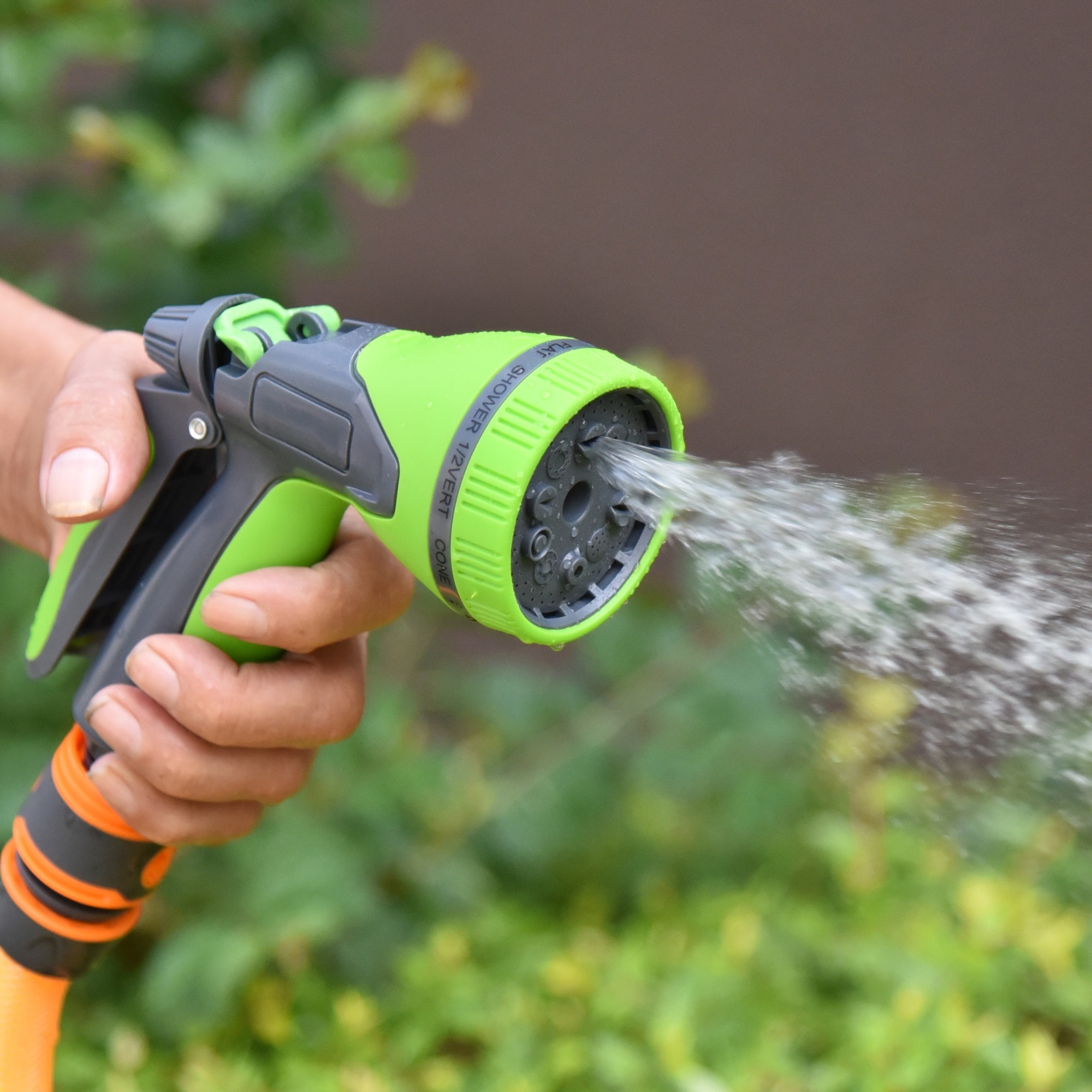 Boquilla de plástico para manguera de jardín con 10 patrones,Pistola rociadora de agua de plástico para jardín de 10 vías
