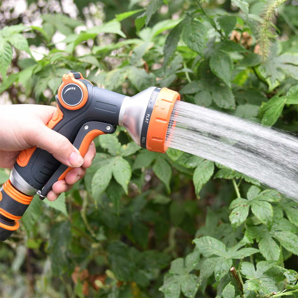 Boquilla de plástico para manguera de jardín de 8 patrones,Pistola rociadora de agua de plástico para jardín de 8 vías