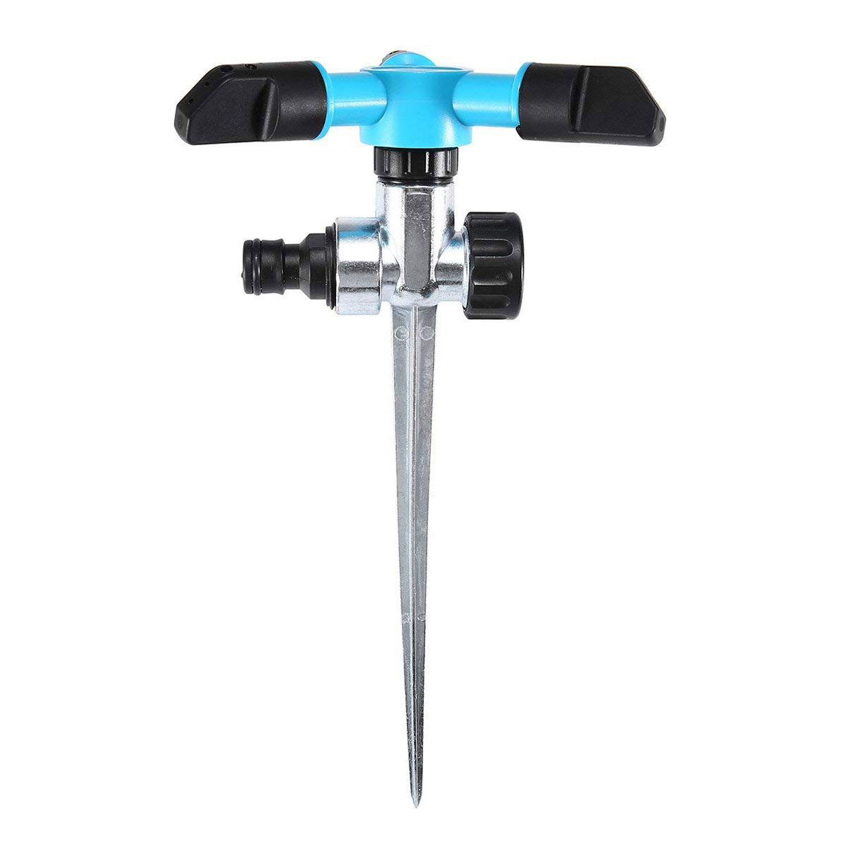 Aspersor rotativo de plástico de 3 brazos con púa metálica,Aspersor de manguera de césped de plástico de 3 brazos