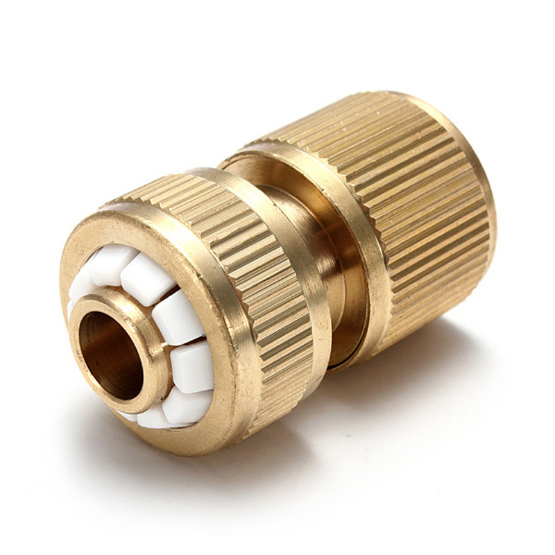 12-mm-Schnellverbinder für Gartenschläuche aus Messing mit Wasserstopp,1/2" Messing-Gartenschlauch-Schnellverbinder
